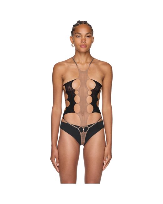 Rui Brown Sheer String Bodysuit