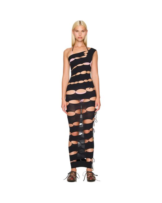 Rui Black Spiral Ribbon Cut-Out Maxi Dress