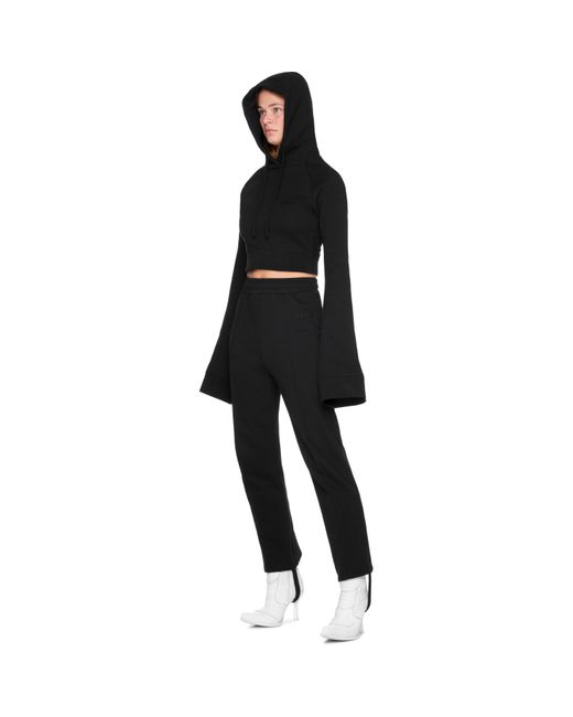 Vetements Black Flared Sleeve Cropped Hoodie Top