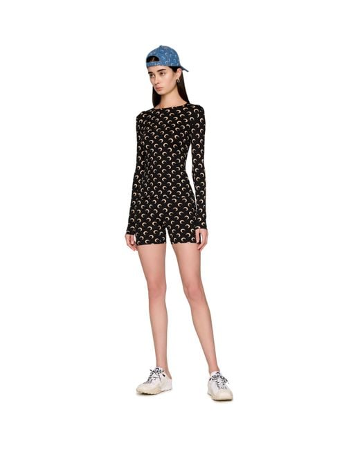 MARINE SERRE Black Recycled Moon Jersey Second Skin Crewneck T-Shirt