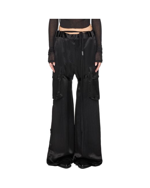 Ann Demeulemeester Black Lare Satin Cargo Pants