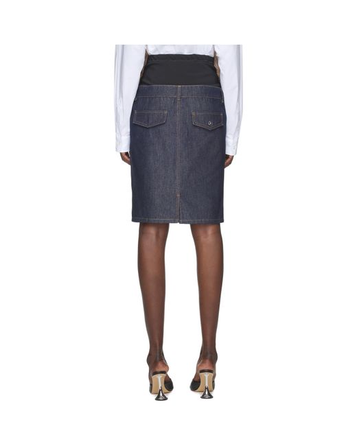 Coperni Blue Faux Fur Hybrid Denim Midi Skirt
