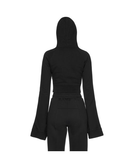 Vetements Black Flared Sleeve Cropped Hoodie Top