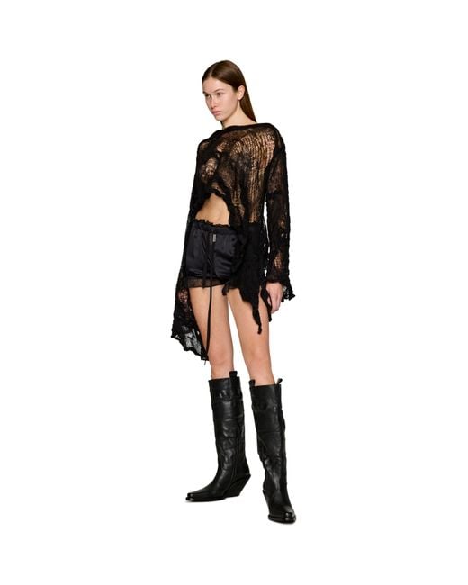 Ann Demeulemeester Black Cilia Off-Shoulder Sweater