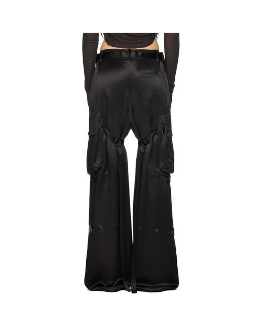 Ann Demeulemeester Black Lare Satin Cargo Pants