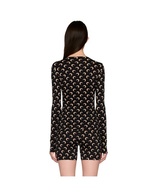 MARINE SERRE Black Recycled Moon Jersey Second Skin Crewneck T-Shirt