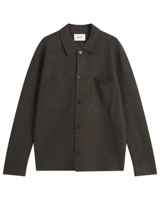 NN07 Black Jonas Boiled Wool Overshirt for men
