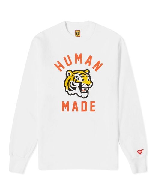 Human Made White Tiger Long Sleeve T-Shirt for men