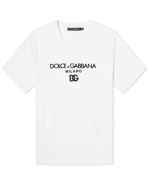 Dolce & Gabbana White Logo Crew Neck T-Shirt for men