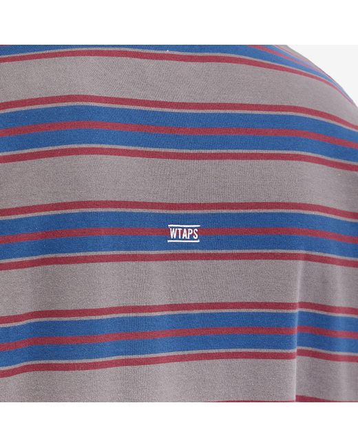 (w)taps Blue Long Sleeve 16 Stripe T-Shirt for men