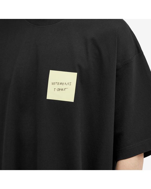 Vetements Black Sticker Logo T-Shirt for men