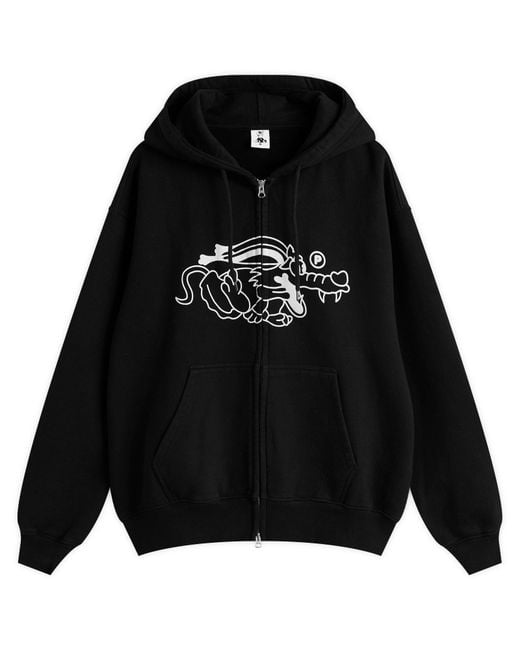 Pawa Speed Sports Black Doggo Zip Hoodie for men