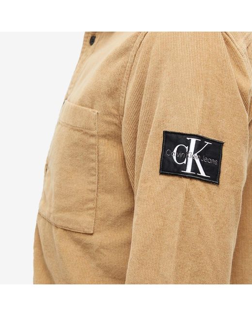 Calvin Klein Monologo Badge Corduroy Shirt in Brown for Men | Lyst
