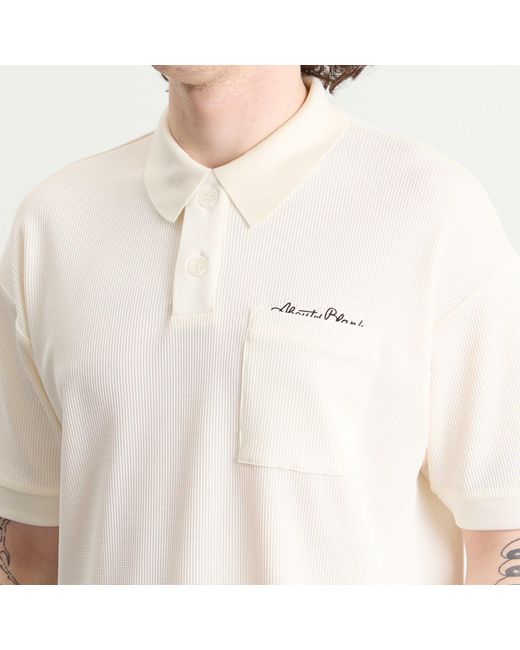 About Blank White Script Polo for men