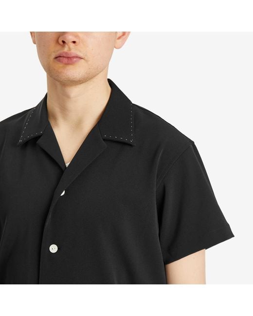 Second/Layer Black Open Collar Shirt for men