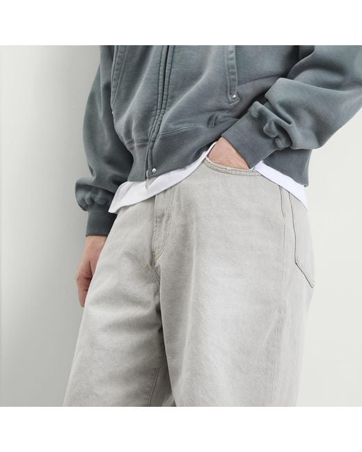 Beams Plus Gray Damage Denim Shorts for men