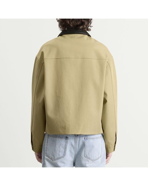 Cole Buxton Green Leather Collar Cottom Overshirt for men