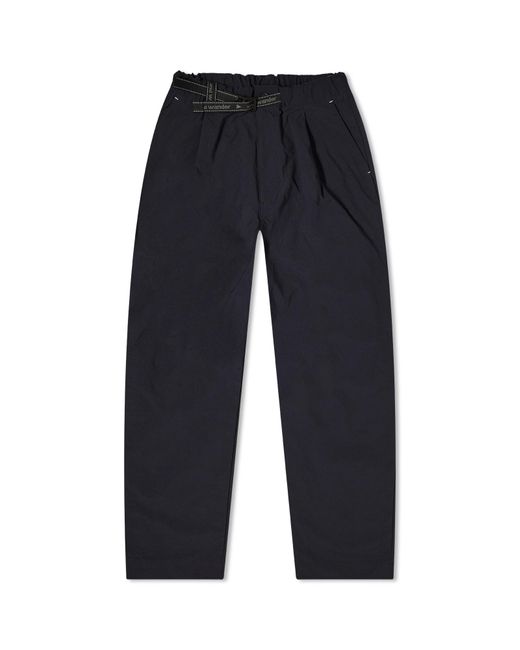 And Wander Blue Nylon Chino Tuck Tapered Pants for men