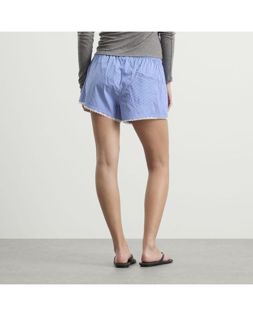 GOOD AMERICAN Blue Poplin Lace Trimmed Boxer Shorts
