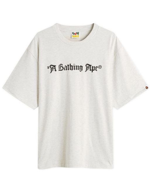 A Bathing Ape White Gothic Logo T-Shirt for men