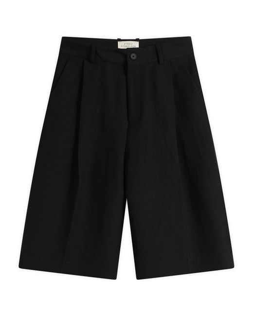 Studio Nicholson Black Fowld Pleated Short for men