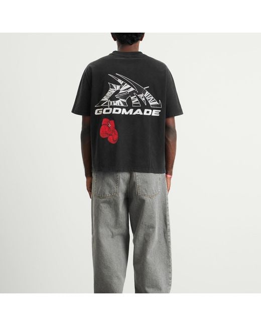 God Made Black Gm Logo Wrapped T-Shirt for men