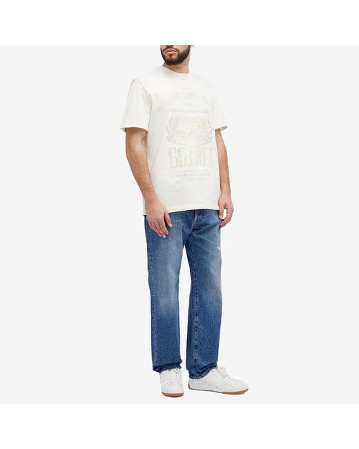 Golden Goose Deluxe Brand White Gauze Flower Mills Print T-Shirt for men