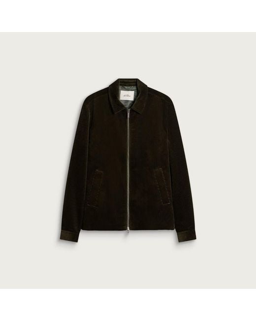 Les Deux Black Corduroy Zipper Coach Jacket for men