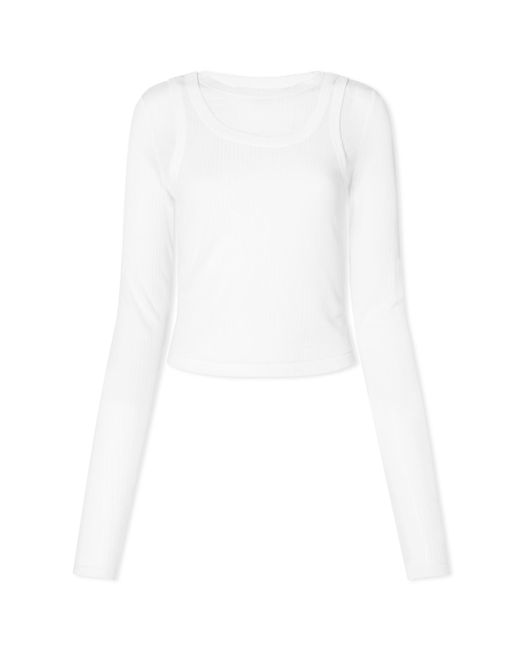 ADANOLA White Lightweight Rib Layer T-Shirt