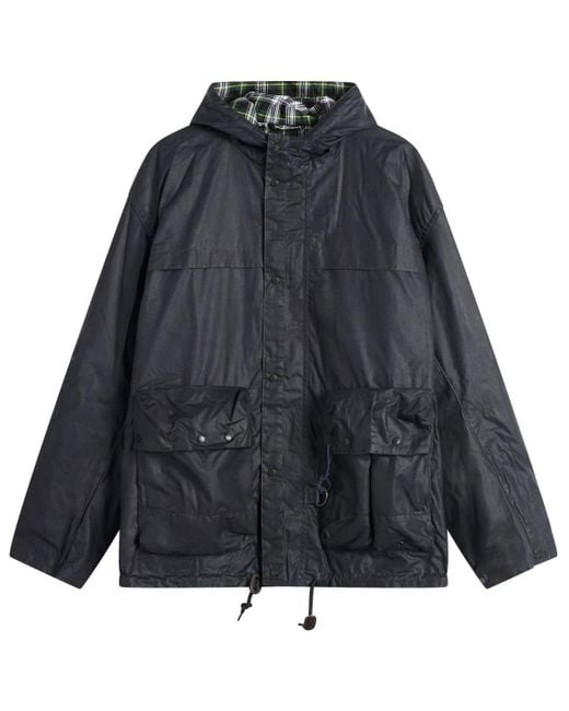 Barbour Black Heritage+ Modified Durham Wax Jacket for men