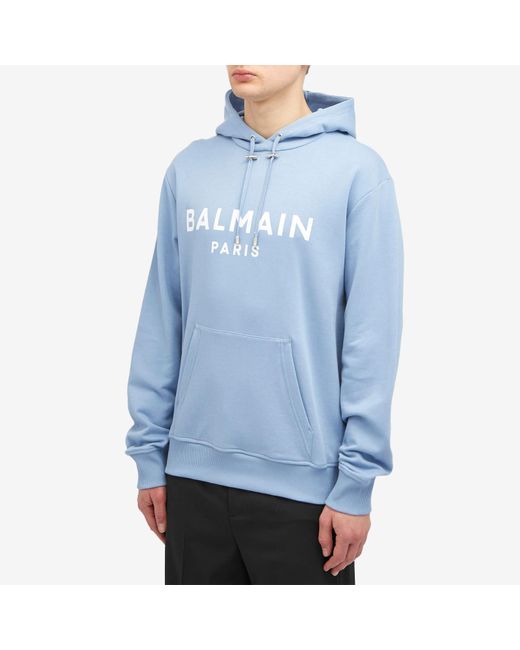 Balmain Blue Paris Logo Hoodie for men
