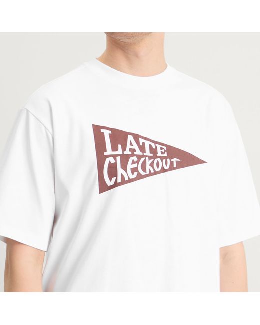 Late Checkout White Burgundy Flag T-Shirt for men