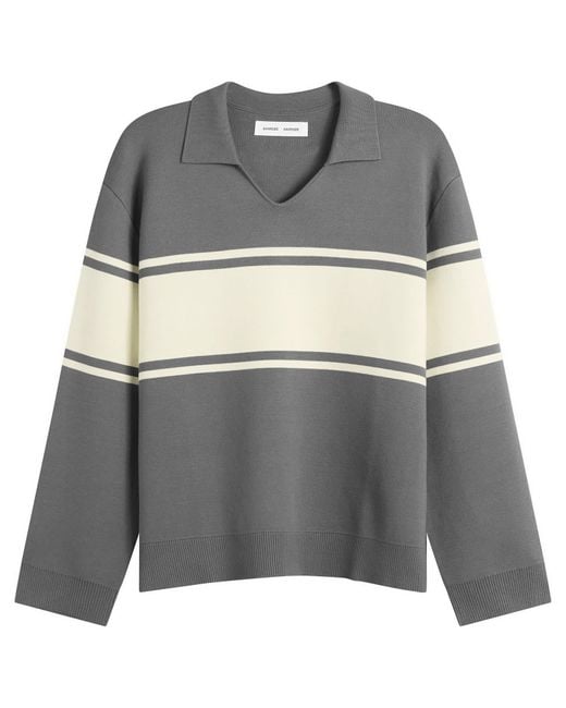 Samsøe & Samsøe Gray Saanne Long Sleeve Polo Top