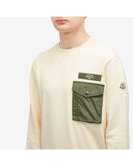 Moncler Natural Long Sleeve Nylon Pocket T-Shirt for men