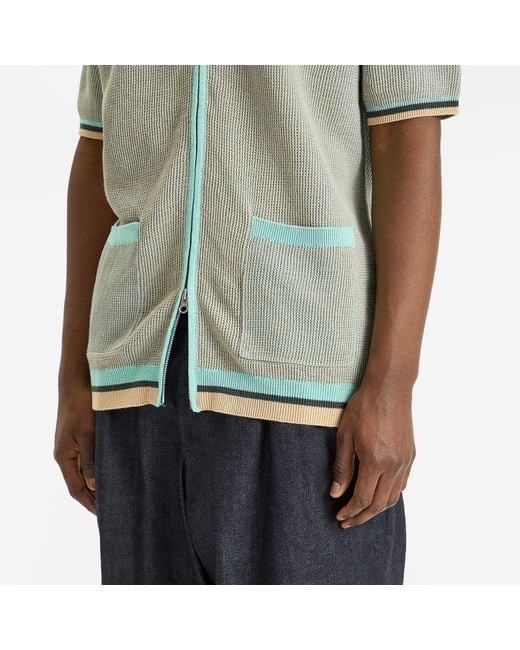 Beams Plus Green Zip Knit Polo for men