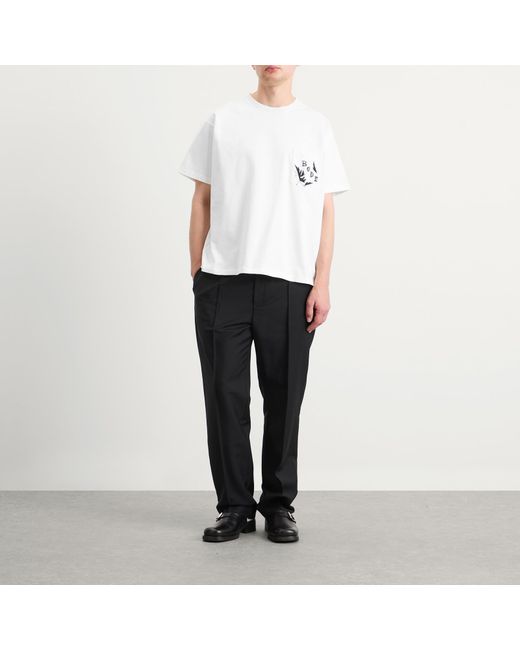 Bode White Beaded Leaf Pocket Tee for men