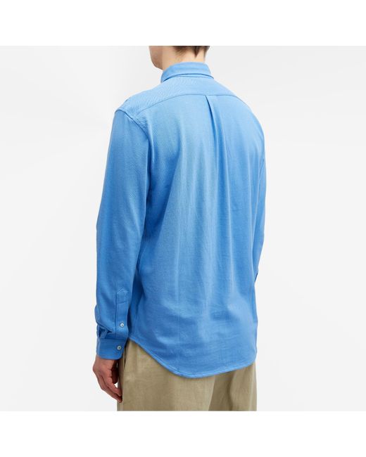 Polo Ralph Lauren Blue Button Down Pique Shirt for men