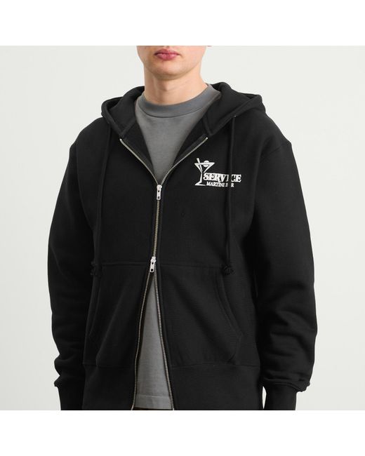 Service Works Black Martini Zip Hoodie for men
