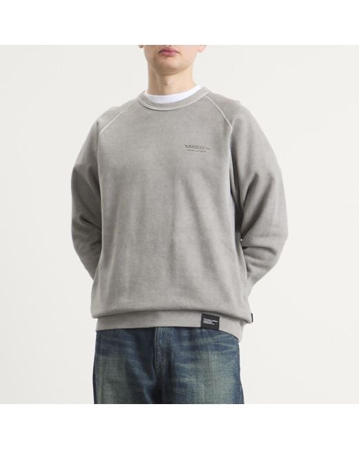 Neighborhood Gray Pigment Dyed Logo Sweatshirt for men