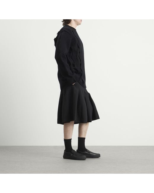Comme des Garçons Black Wool Structured Shorts for men