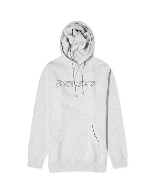 Fucking Awesome Gray Outline Stamp Logo Hoodie for men