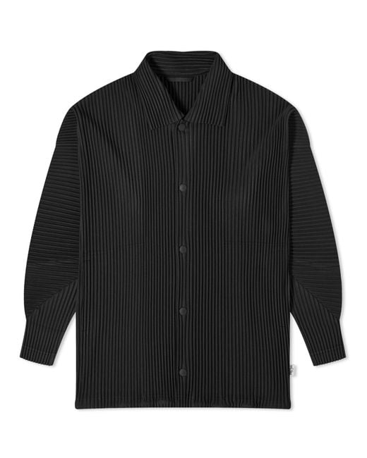 Homme Plissé Issey Miyake Black Pleated Shirt Jacket for men