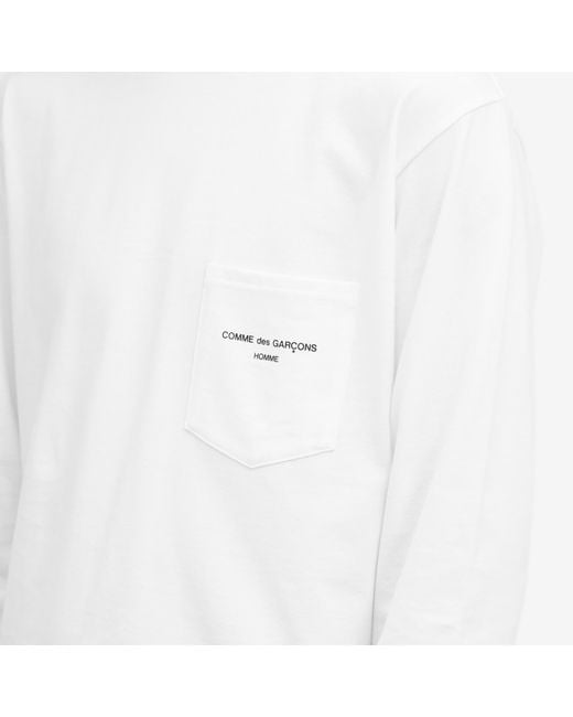 Comme des Garçons White Pocket Logo Long Sleeve T-Shirt for men