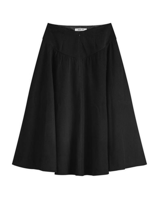 Peachy Den Black Deba Wool Midi Skirt