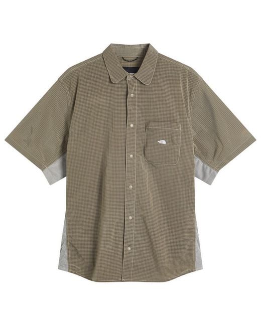 The North Face Green Fabric Mix Short Sleeve Shirt for men