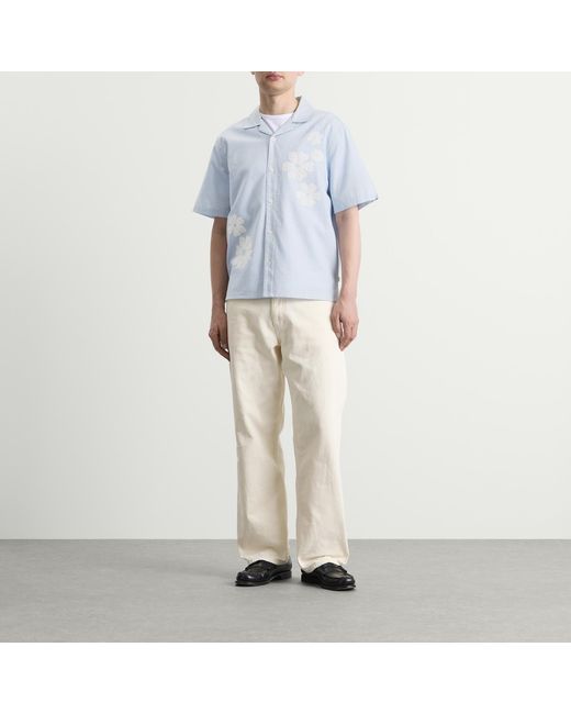 Wax London Blue Didcot Applique Flowers Vacation Shirt for men