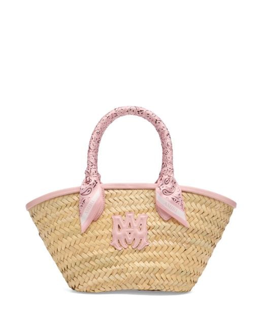 Amiri Pink Ma Raffia Micro Tote