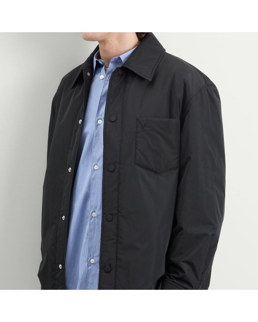 AMI Black Technical Taffetas Overshirt for men