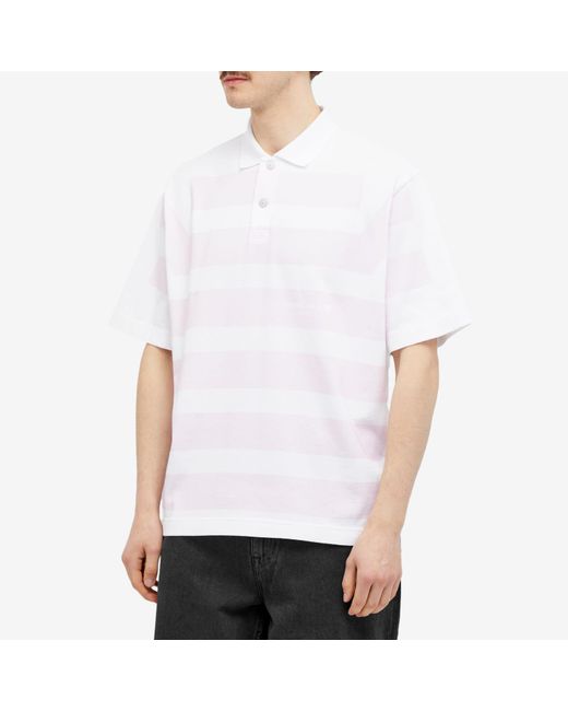 Stone Island White Marina Stripe Polo Shirt for men