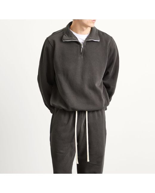 Les Tien Black Heavyweight Banded Yacht Half Zip for men